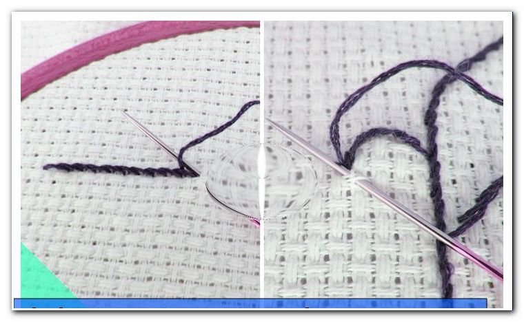 Curved lines embroider with the stem stitch instructions